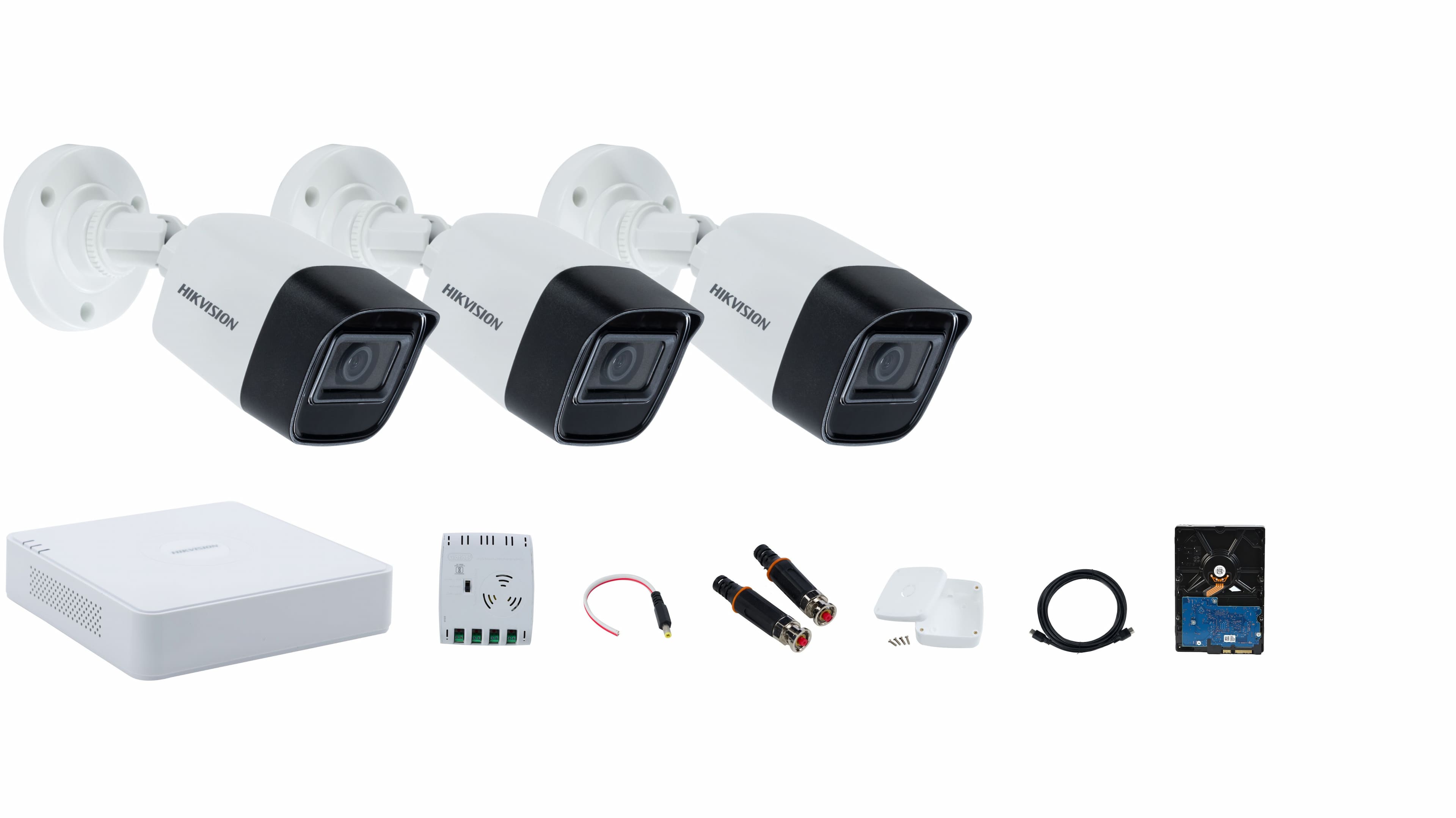 Hikvision 4-channel Camera Full System – Day-time Color Video, Infrared Night Vision, and Audio