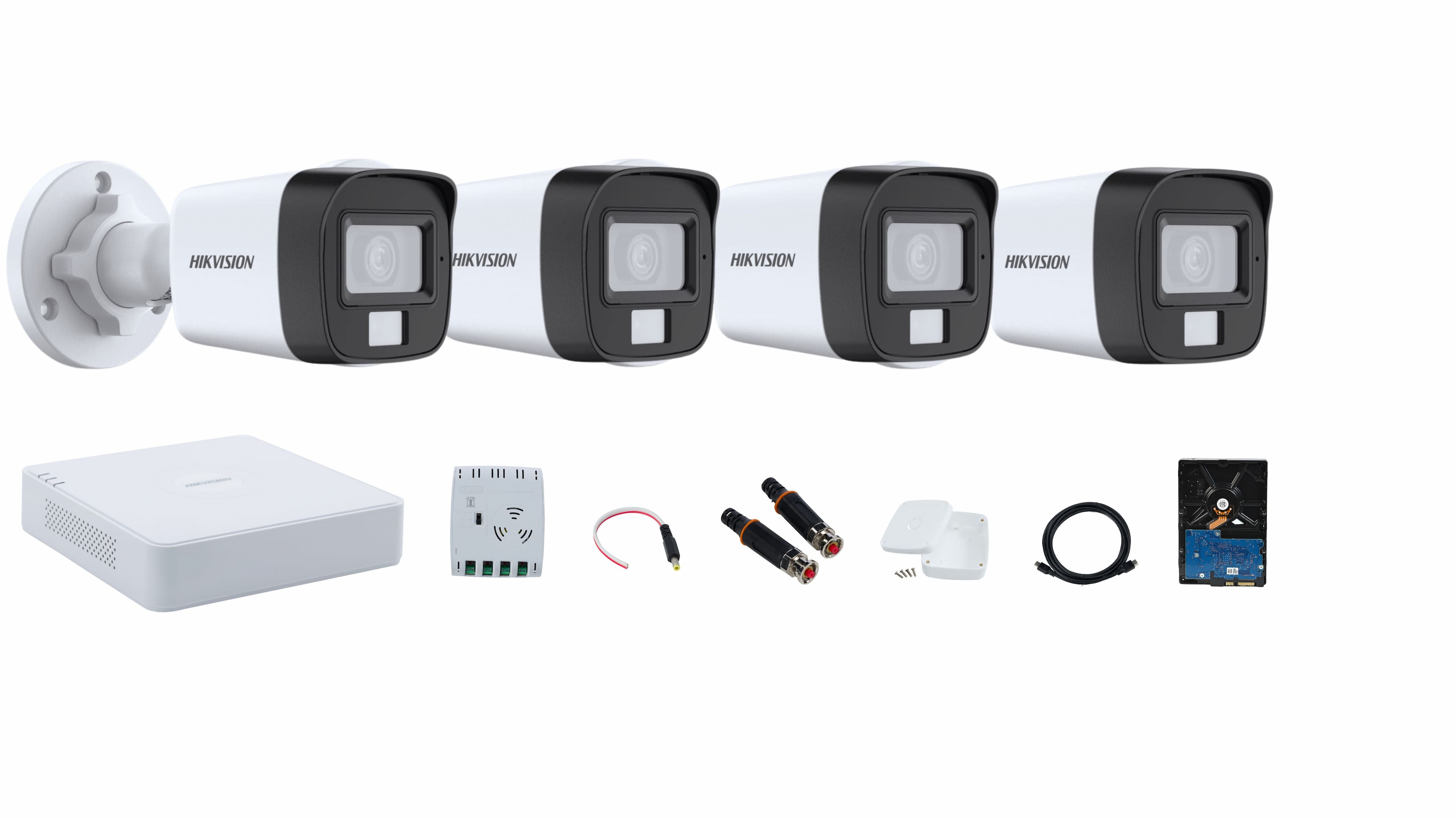 Hikvision 4-channel Smart Hybrid Light Camera Full System – Color Video, Smart Night Vision, and Audio