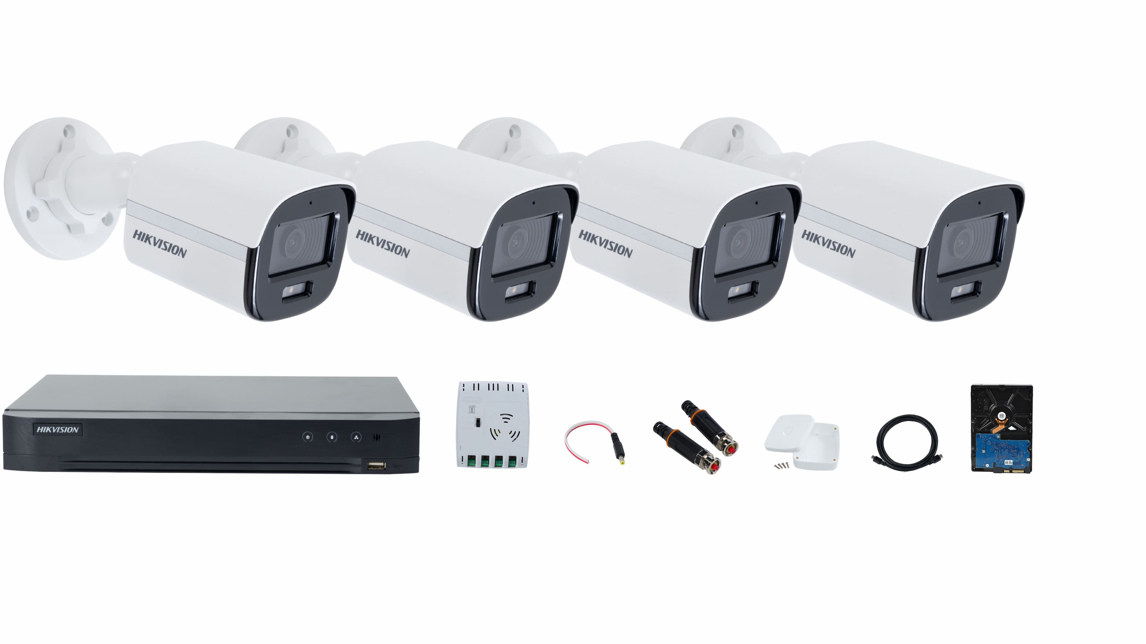 Hikvision 4-channel ColorVu Camera Full System – Color Video, Color Night Vision, and Audio