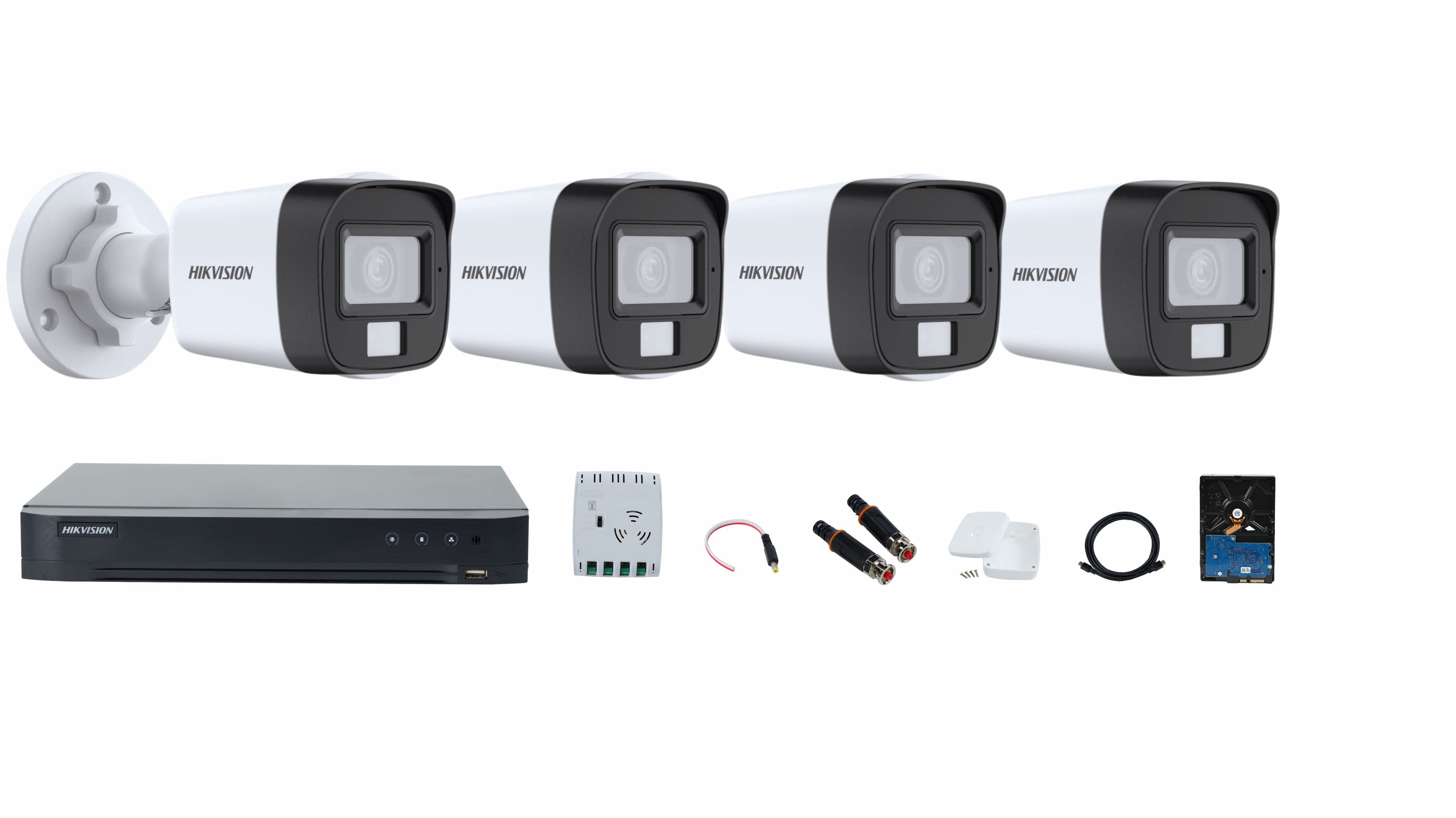 Hikvision 4-channel Smart Hybrid Light Camera Full System – Color Video, Smart Night Vision, and Audio