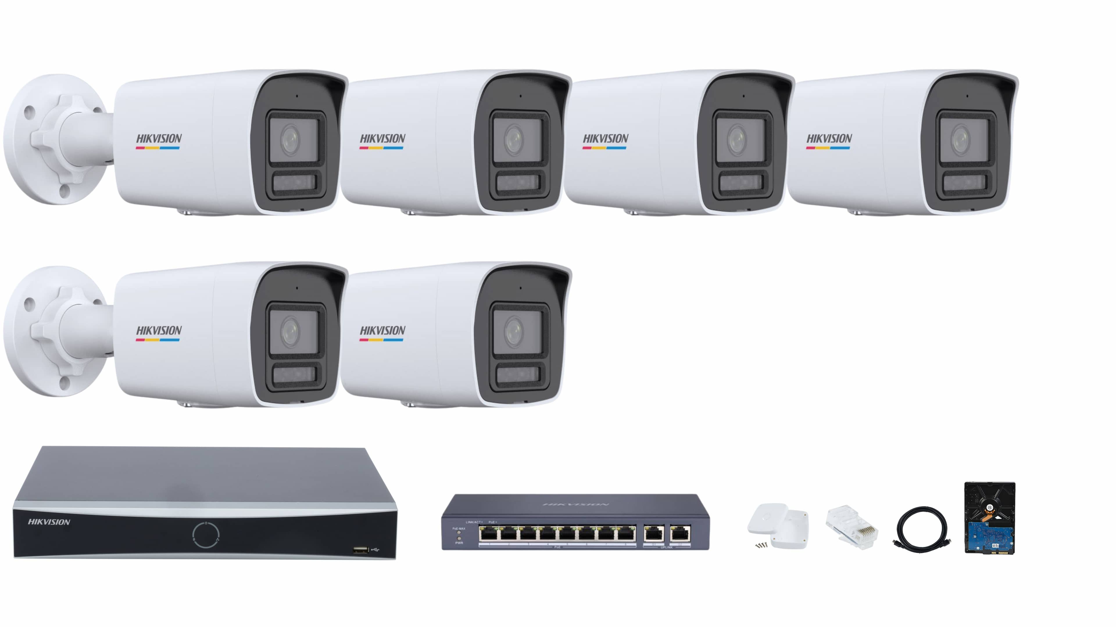 Hikvision 8-channel ColorVu with Smart Hybrid Light IP Camera Full System – Color Video, Smart Night Vision, Motion Detection & Audio