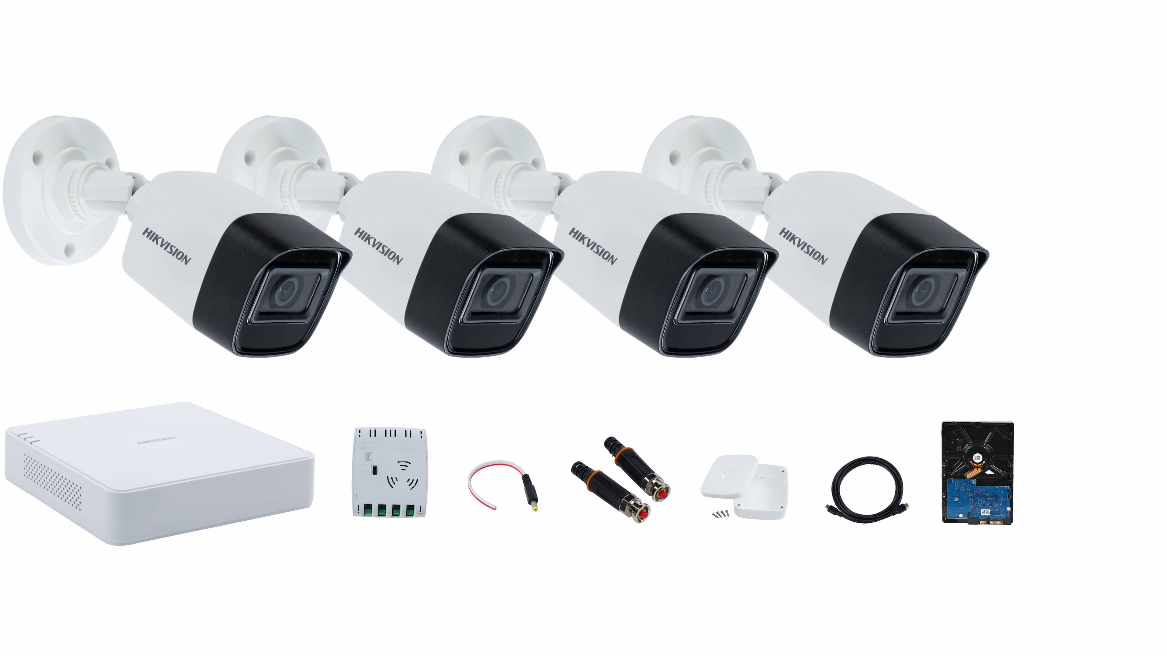 Hikvision 4-channel Camera Full System – Day-time Color Video, Infrared Night Vision, and Audio