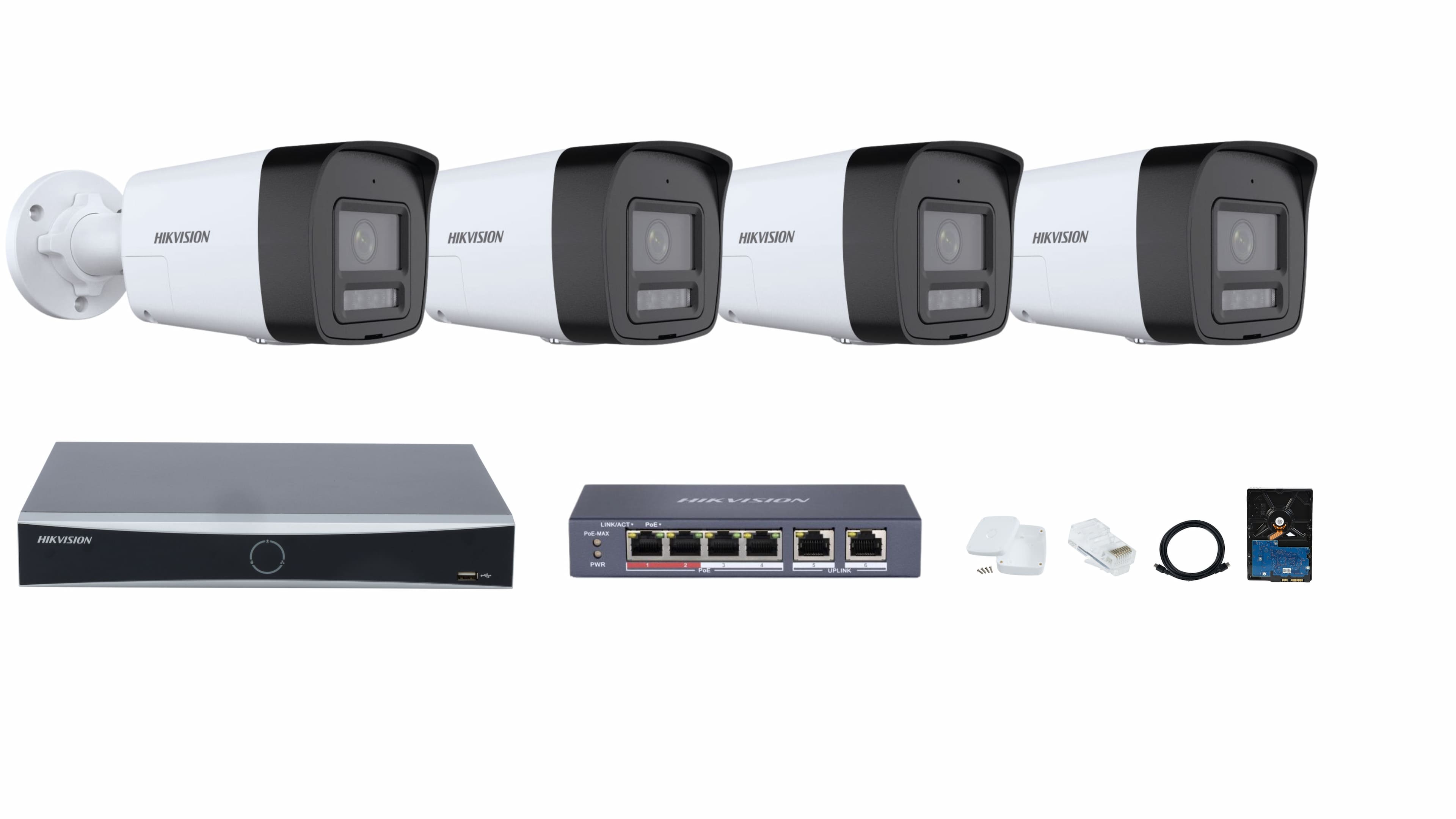 Hikvision 4-channel Smart Hybrid Light with Live Guard IP Camera Full System – Color Video, Smart Night Vision, Intruder Alarm & Audio