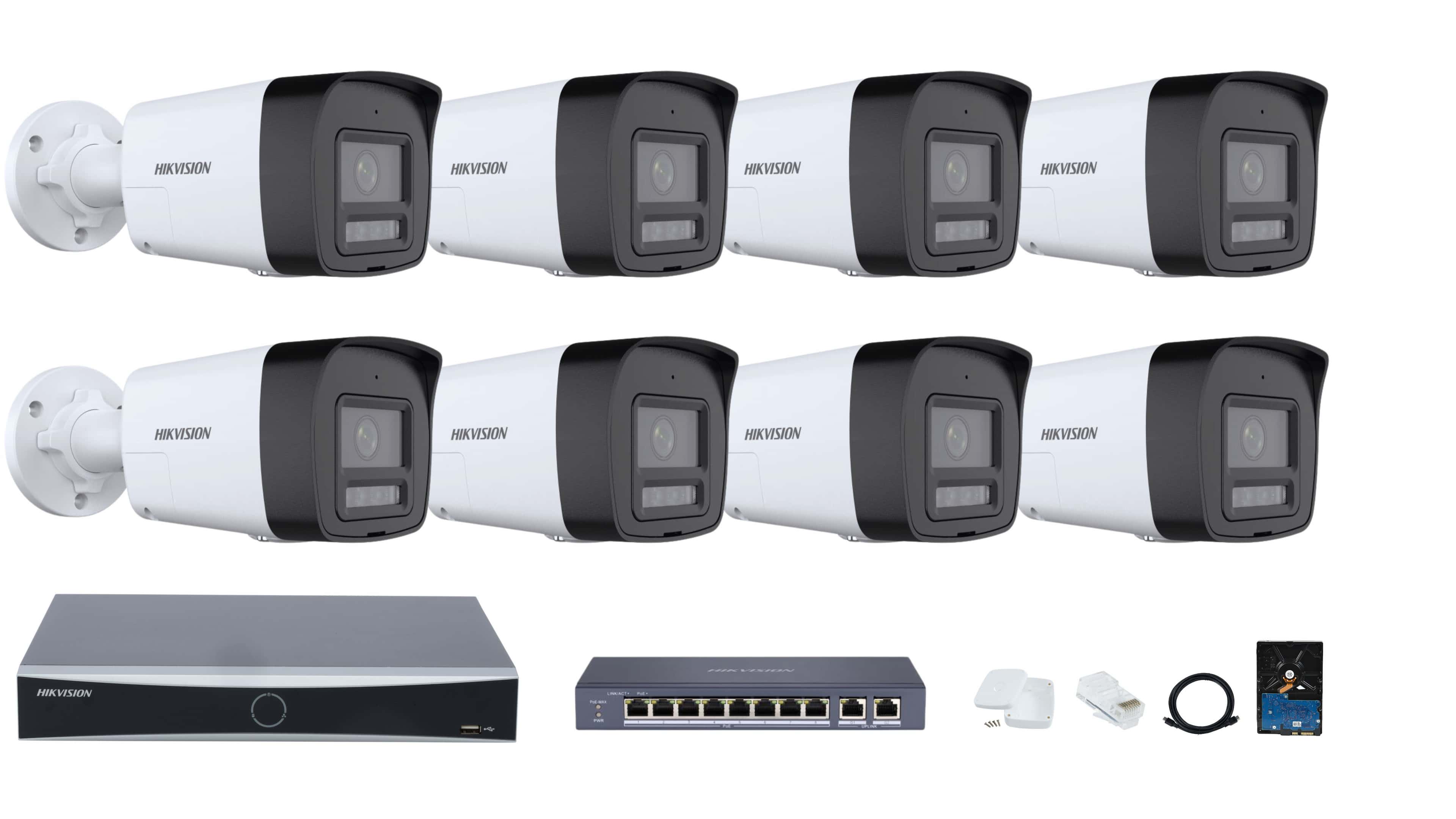 Hikvision 8-channel Smart Hybrid Light with Live Guard IP Camera Full System – Color Video, Smart Night Vision, Intruder Alarm & Audio