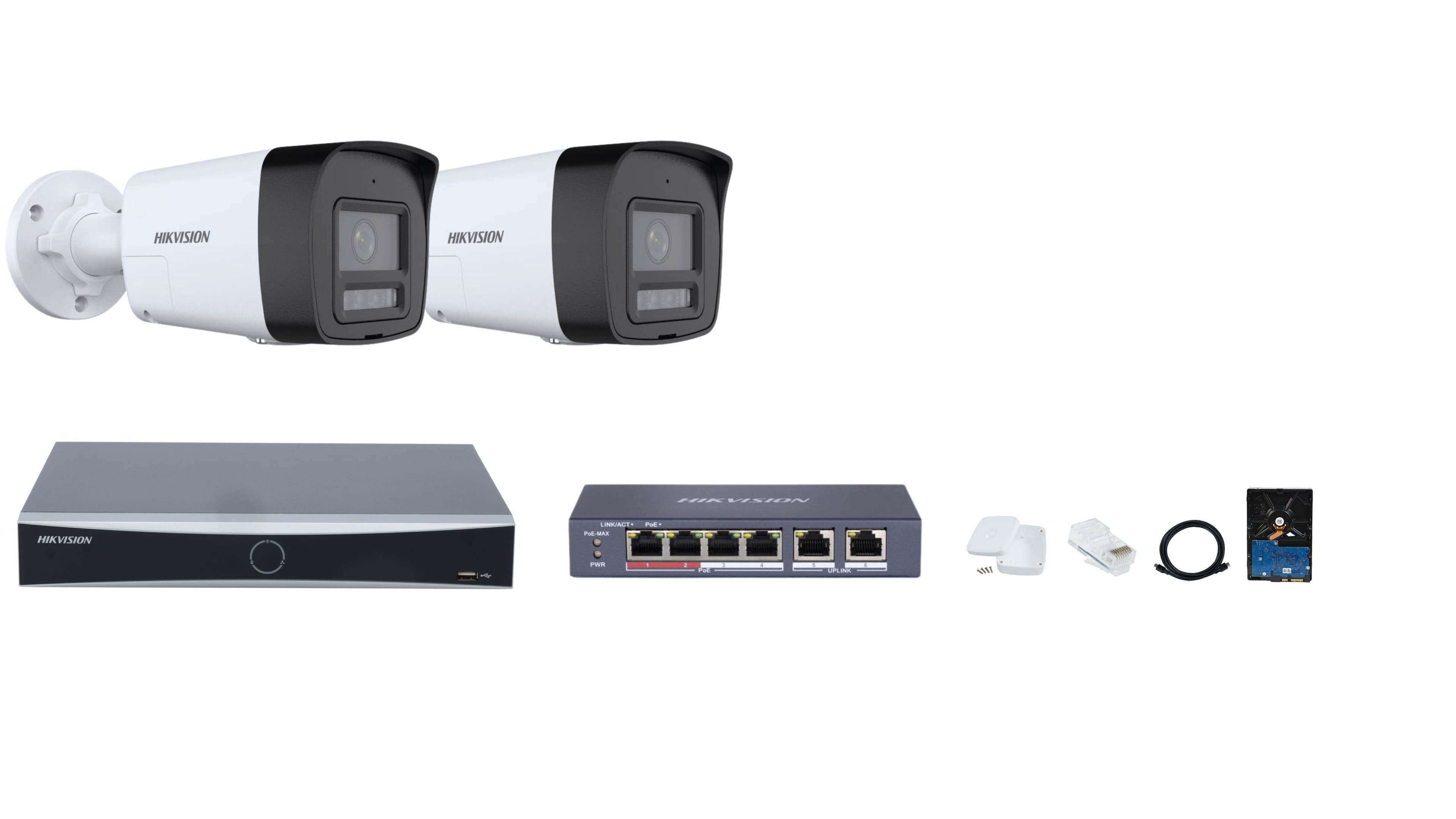 Hikvision 4-channel Smart Hybrid Light with Live Guard IP Camera Full System – Color Video, Smart Night Vision, Intruder Alarm & Audio