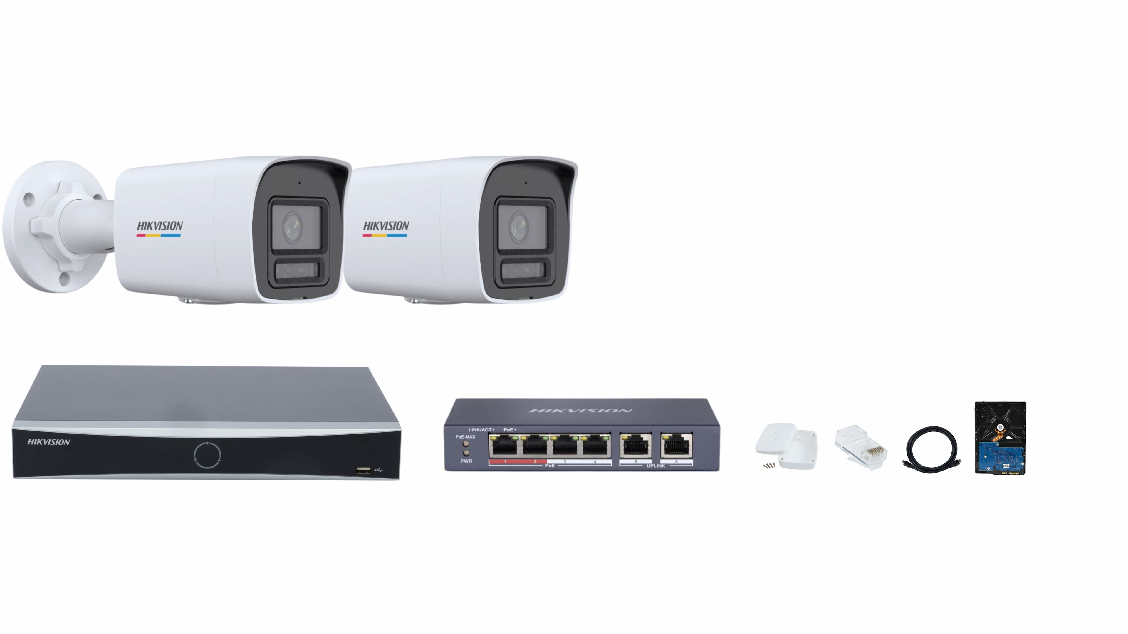 Hikvision 4-channel ColorVu with Smart Hybrid Light IP Camera Full System – Color Video, Smart Night Vision, Motion Detection & Audio