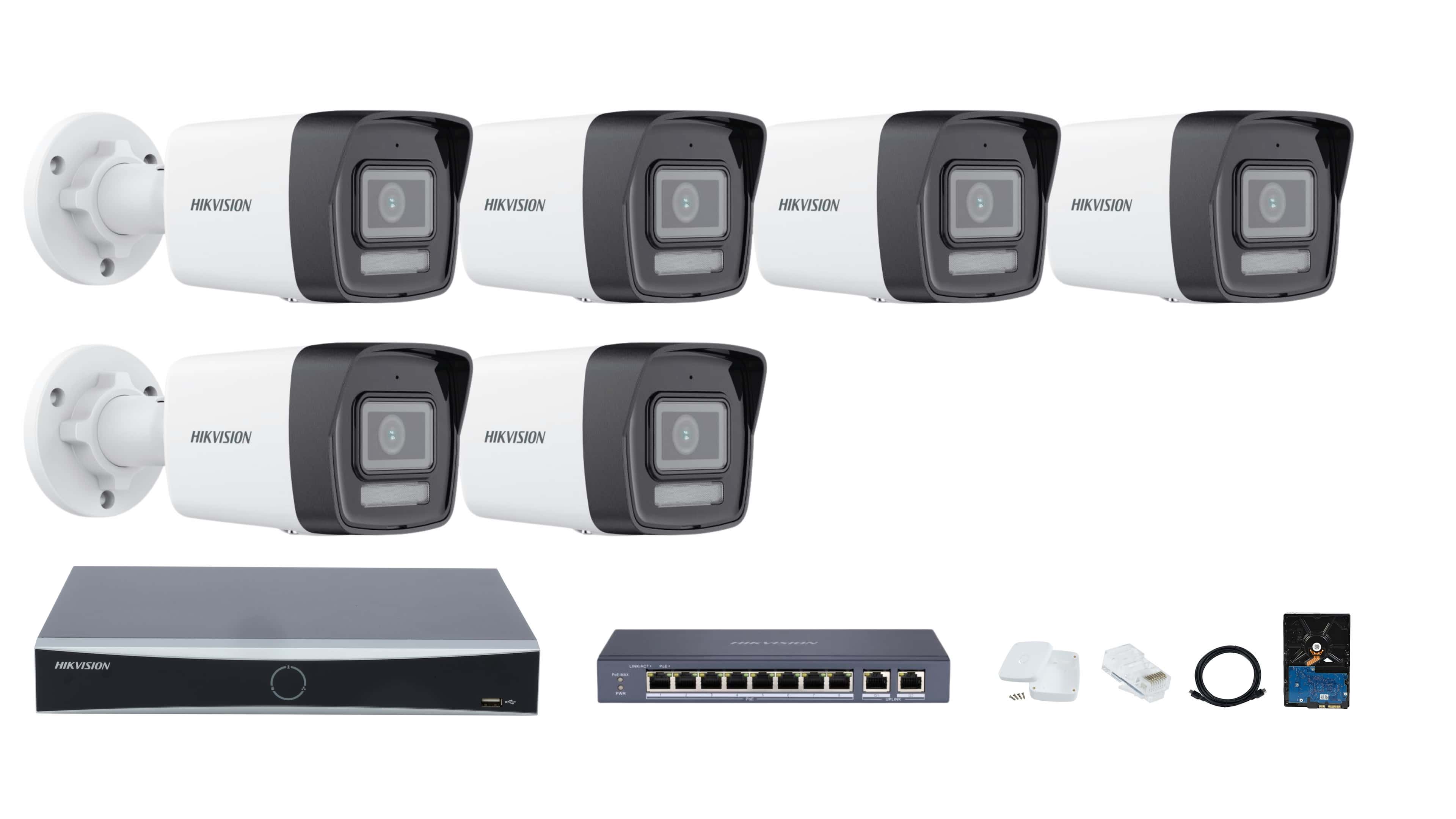 Hikvision 8-channel Smart Hybrid Light IP Camera Full System – Color Video, Smart Night Vision, Motion Detection, and Audio