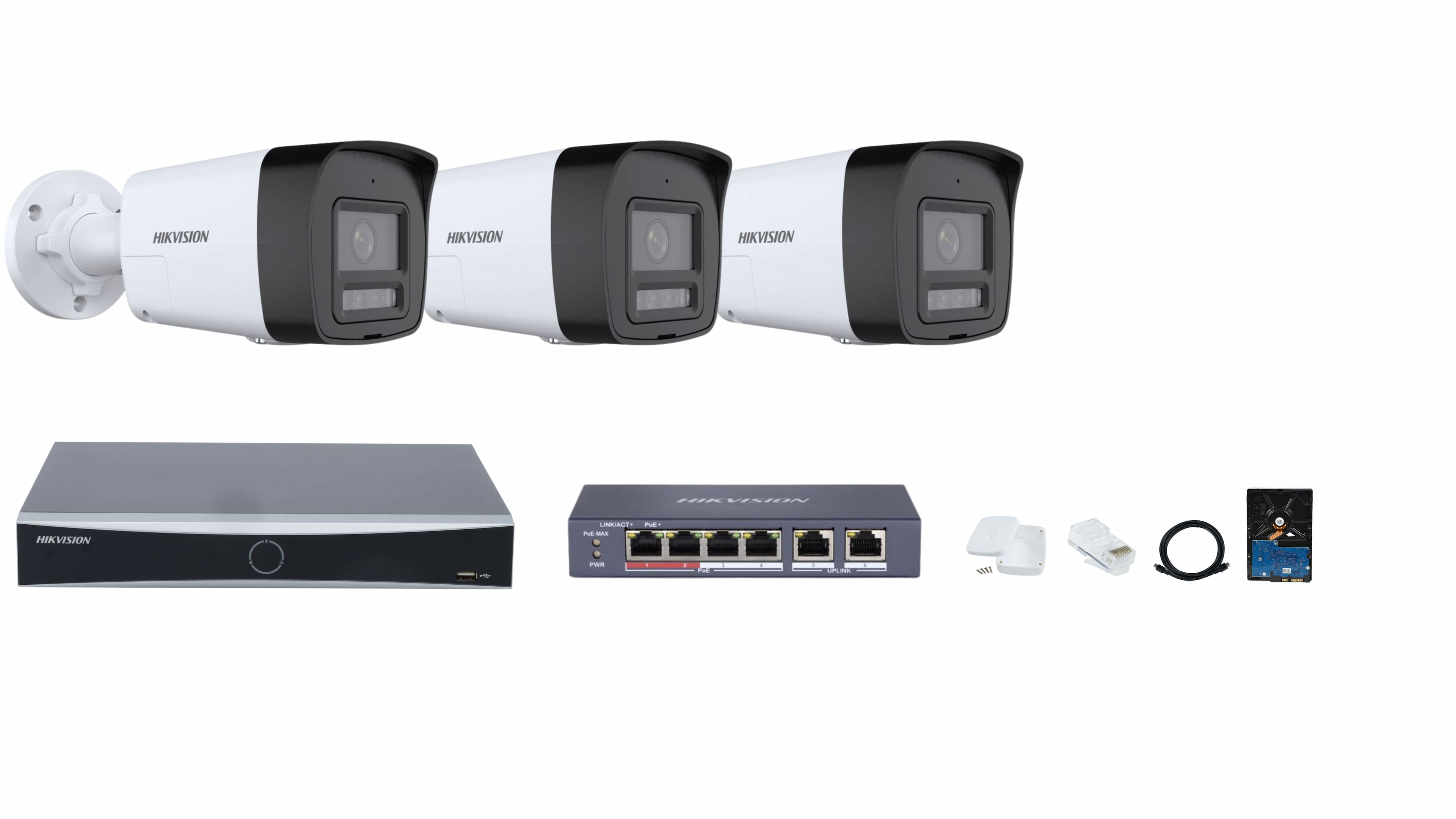 Hikvision 4-channel Smart Hybrid Light with Live Guard IP Camera Full System – Color Video, Smart Night Vision, Intruder Alarm & Audio