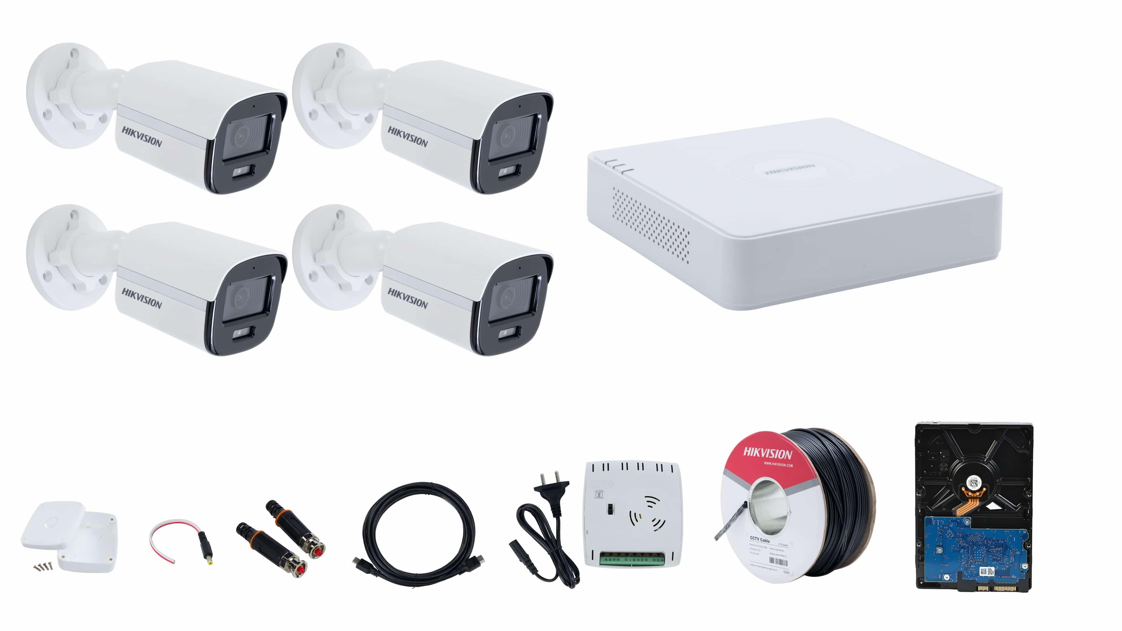 Hikvision 4 CCTV Camera Full Set with 5MP DVR & 2MP Cameras