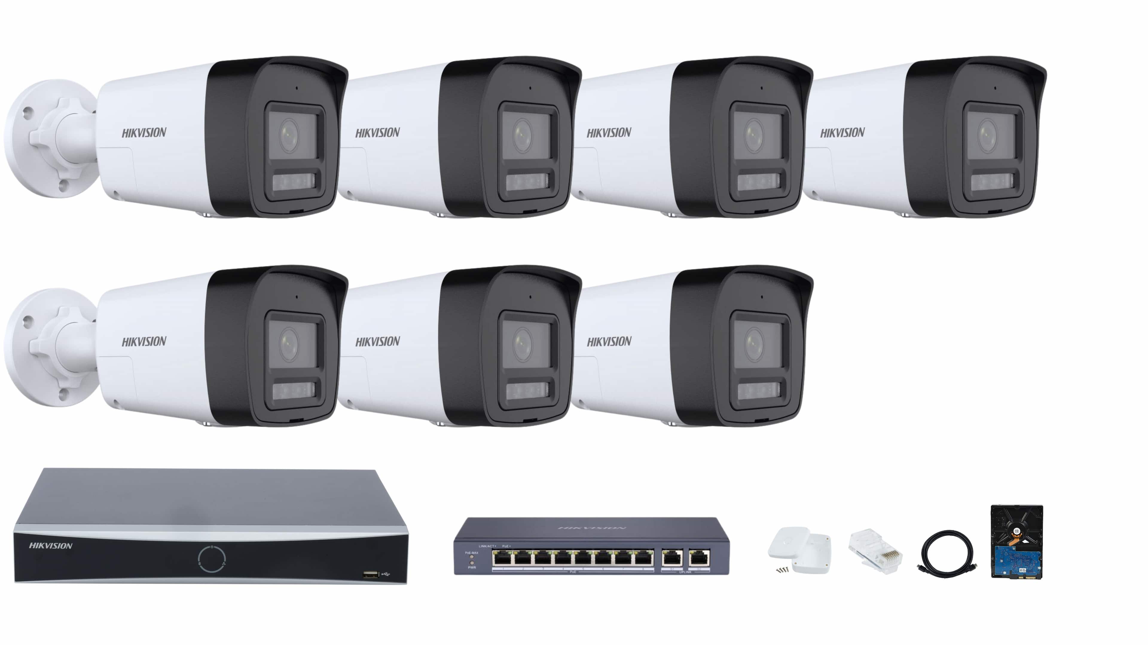 Hikvision 8-channel Smart Hybrid Light with Live Guard IP Camera Full System – Color Video, Smart Night Vision, Intruder Alarm & Audio