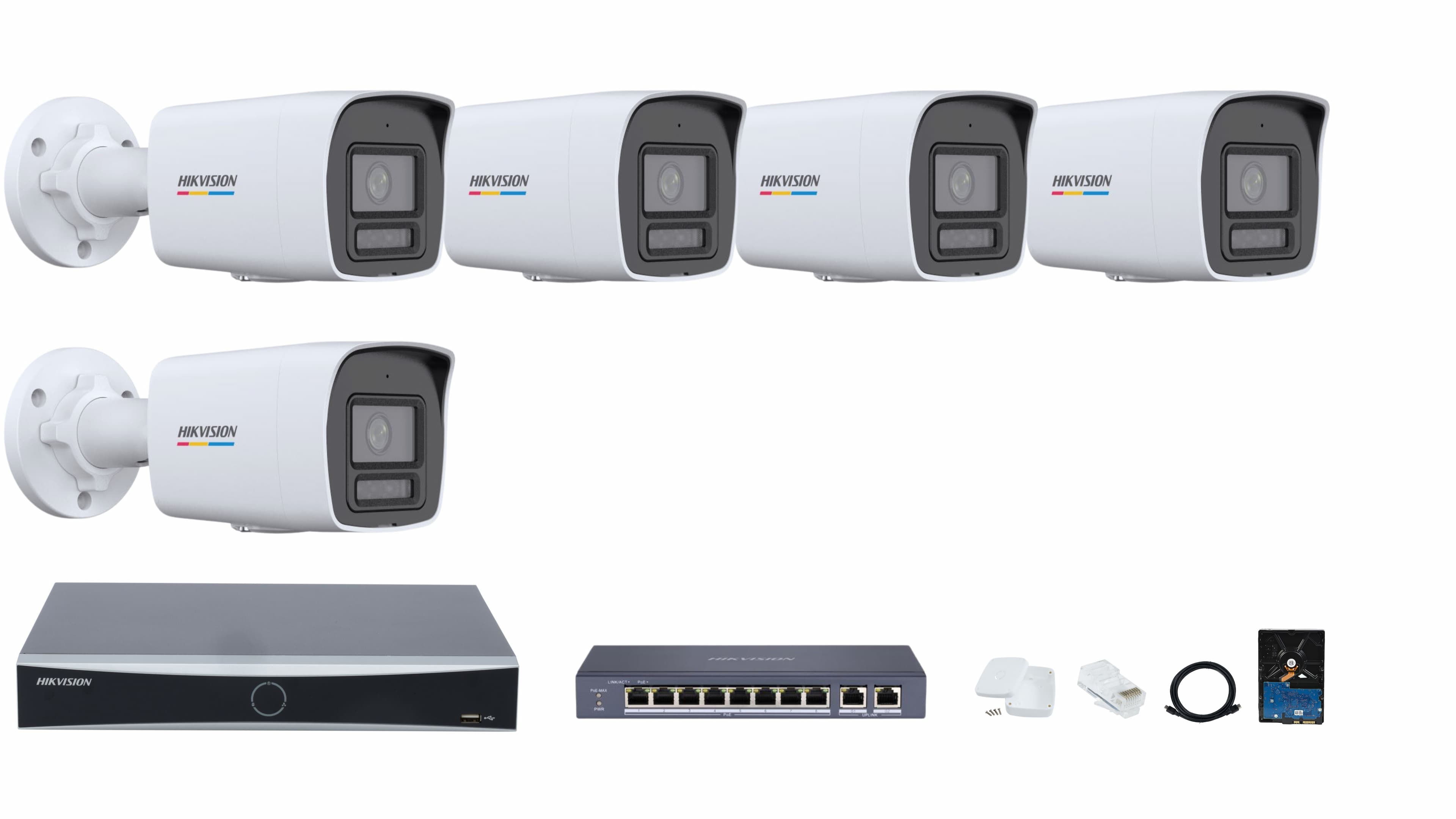 Hikvision 8-channel ColorVu with Smart Hybrid Light IP Camera Full System – Color Video, Smart Night Vision, Motion Detection & Audio