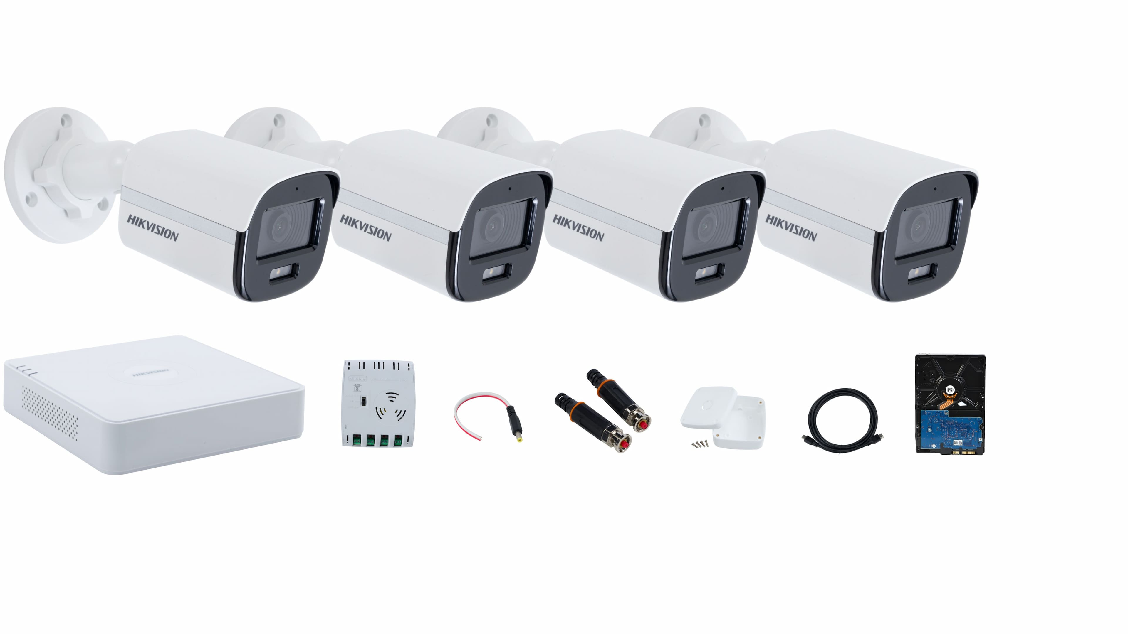 Hikvision 4-channel ColorVu Camera Full System – Color Video, Color Night Vision, and Audio