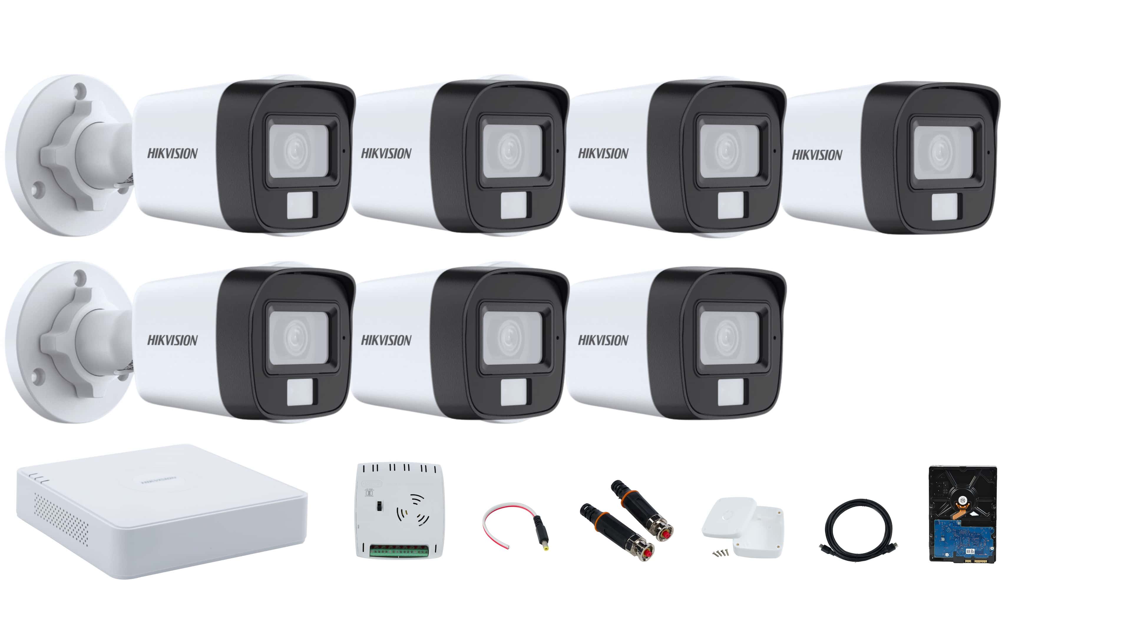 Hikvision 8-channel Smart Hybrid Light Camera Full System – Color Video, Smart Night Vision, and Audio
