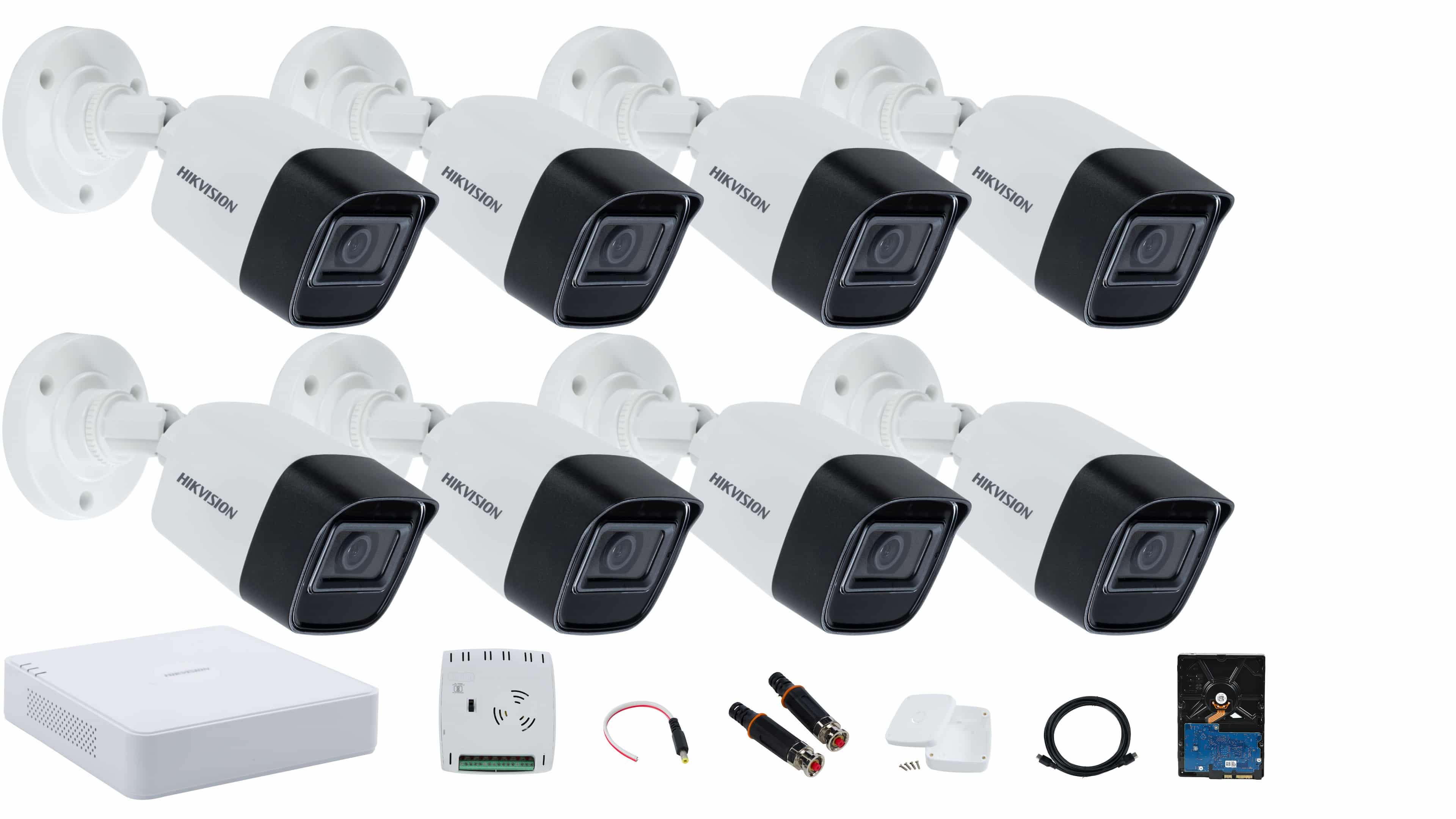 Hikvision 8-channel Camera Full System – Day-time Color Video, Infrared Night Vision, and Audio