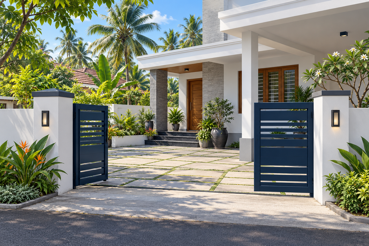 Illustration: daytime home entrance