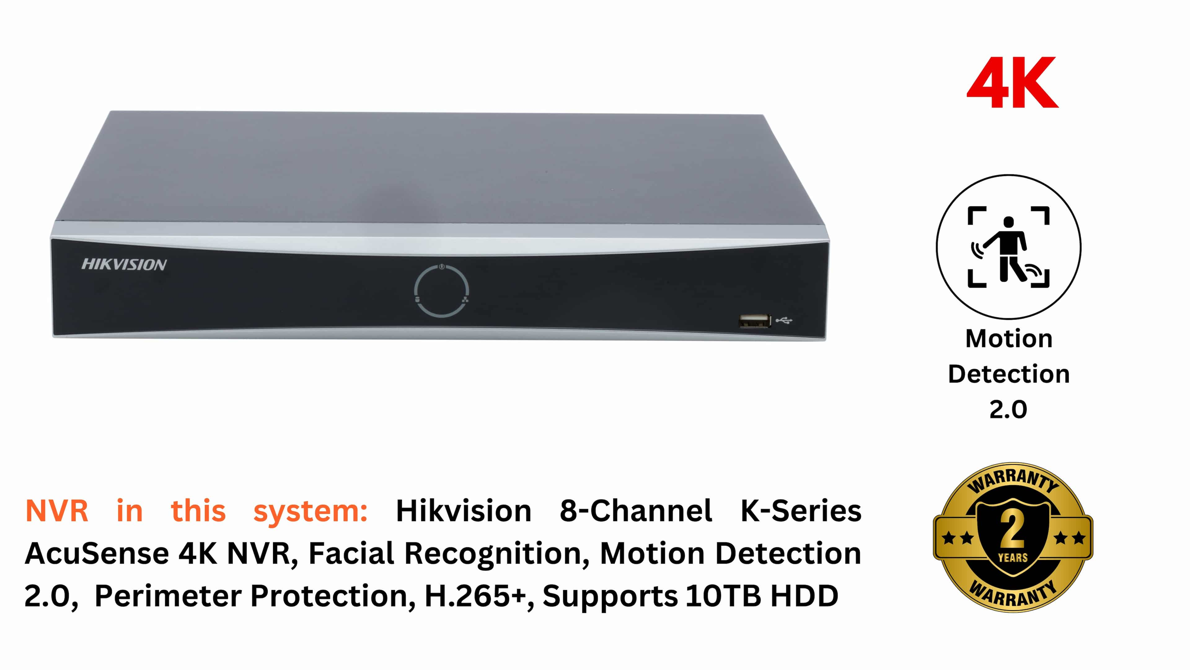 Hikvision IP Camera System - Smart Hybrid Light Cameras with Night Vision & Audio, 8-Ch NVR & PoE Switch, 1TB HDD, and Accessories