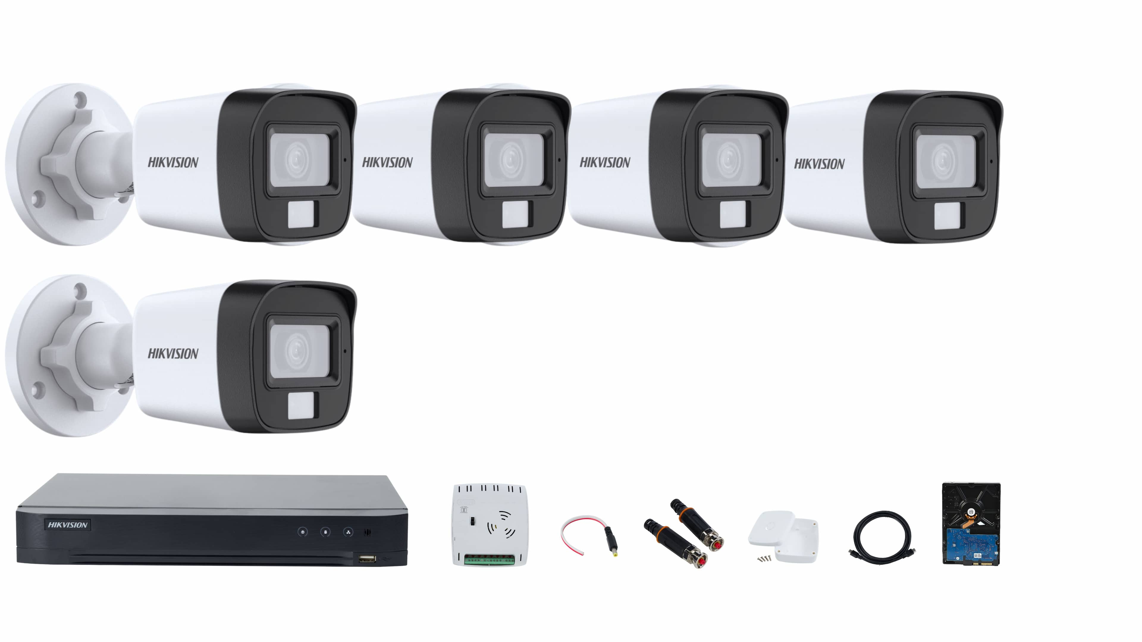 Hikvision 8-Channel DVR Full Set with Smart Hybrid Light Cameras for Color Videos, Smart Night Vision & Audio, 8-Ch SMPS, and 1TB HDD