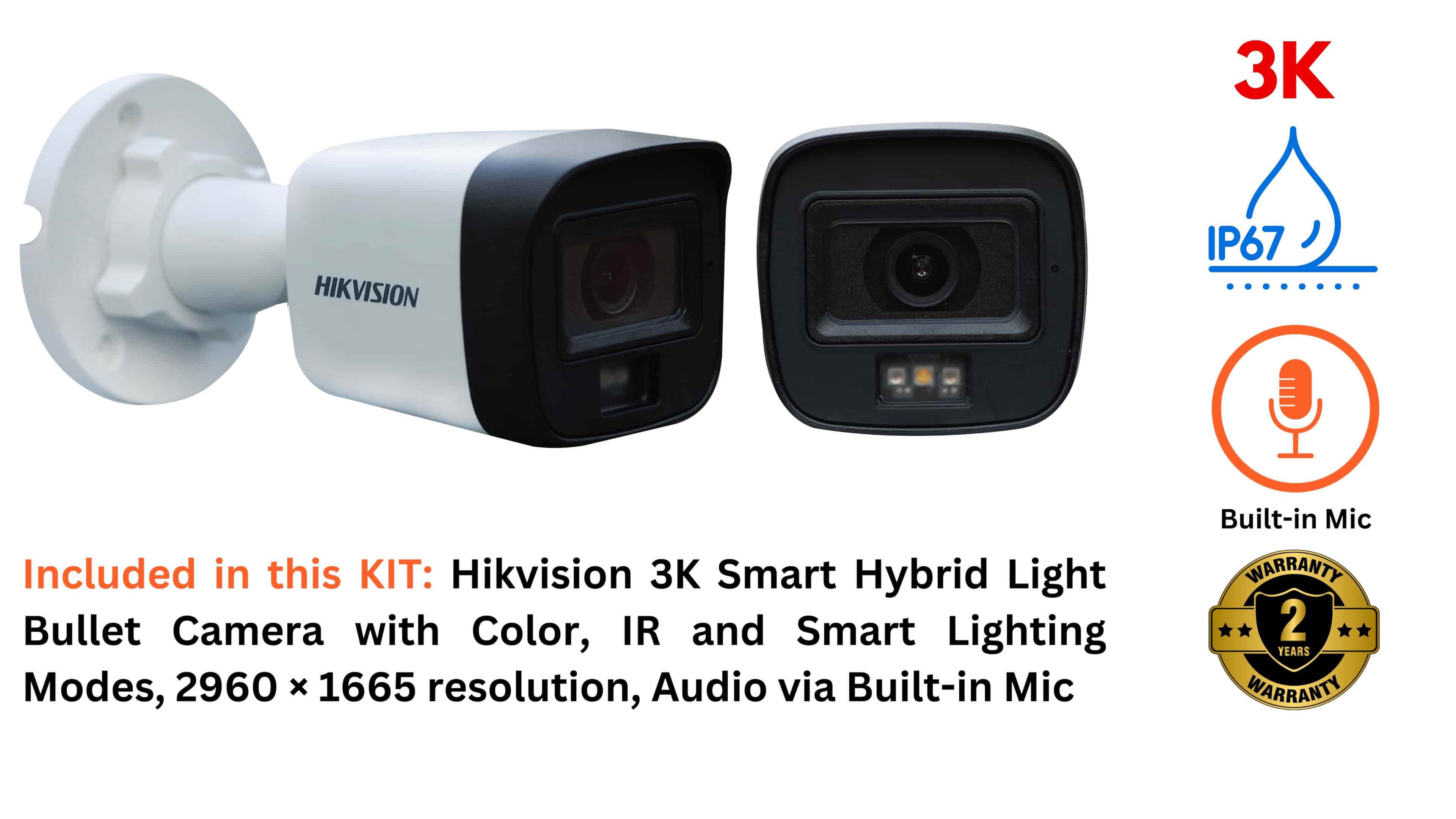 HIKVISION 4 CCTV Camera Full Set with 4 Channel 5MP DVR, 4x 5MP Smart Hybrid Cameras, 500GB HDD, Cable Roll, 4 CH Power Supply, BNC, DC, Cobox & HDMI