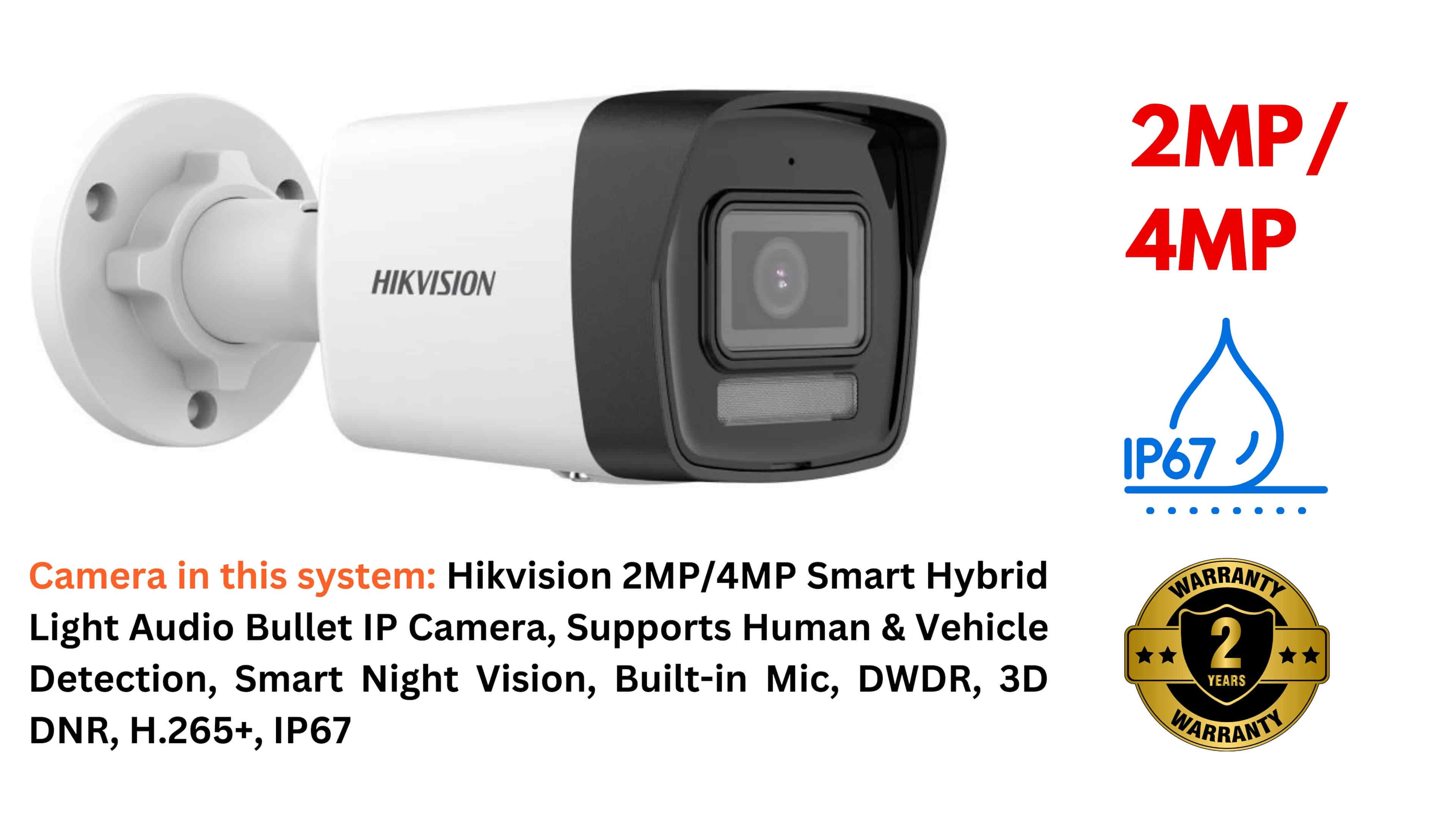 Hikvision IP Camera System - Smart Hybrid Light Cameras with Night Vision & Audio, 8-Ch NVR & PoE Switch, 1TB HDD, and Accessories